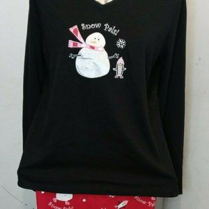 Long Sleeve Ladies Pajama Ms Snow Pals 2 Piece Siz